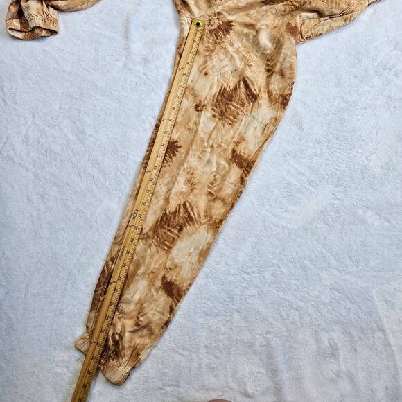 JAPNA Lightweight Brown Tie Dye Jogger Jumpsuit Size Small Sleeveless Summer - Picture 12 of 13